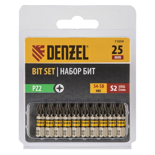 Бита PZ2х25, сталь S2, шестигранный профиль, 10 шт. Е 6,3 Denzel фото 2