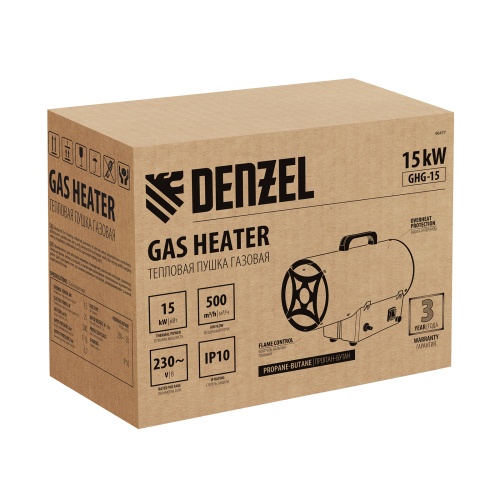 Газовая тепловая пушка GHG-15, 15 кВт, 500 м3/ч, пропан-бутан Denzel фото 17