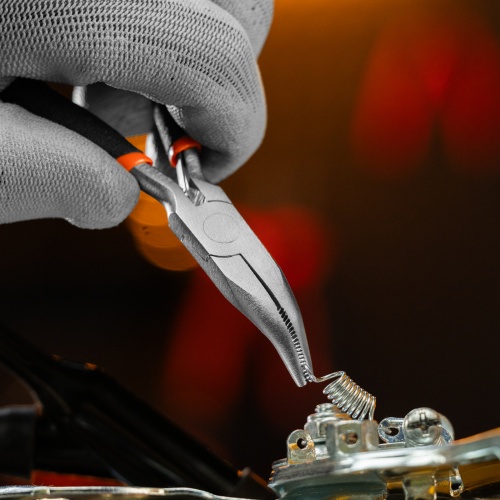 Длинногубцы изогнутые Mini, 130 мм, никелированные, авторазжим Sparta фото 9