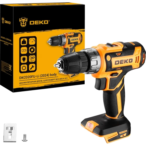 Аккумуляторная дрель-шуруповерт DEKO DKCD20FU-Li 20 В, без АКБ и зарядного устройства (2024) 063-4454 Аккумуляторная дрель-шуруповерт DEKO DKCD20FU-Li 20 В, без АКБ и зарядного устройства (2024) 063-4454
