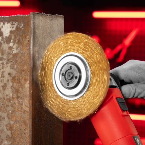 Щетка для УШМ, 150 мм, посадка 22.2 мм, плоская, латунированная витая проволока Matrix фото 10