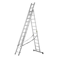 Лестница, 3 х 12 ступеней, алюминиевая, трехсекционная, Сибртех