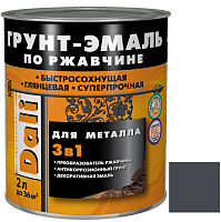 Грунт-эмаль по ржавчине Dali 3 в 1 гладкая RAL 7024 серый графит 2 л