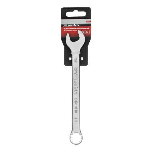 Ключ комбинированный, 15 мм, CrV, матовый хром Matrix фото 5