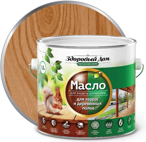 Масло деревозащитное Здоровый дом для террас и полов Орех 1,8 л