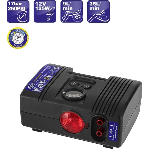 Компрессор Alca Automatik 7 in 1 с фонарем, 12 В, 12 А, 9 л/мин, 125 Вт 213000 фото 4 Компрессор Alca Automatik 7 in 1 с фонарем, 12 В, 12 А, 9 л/мин, 125 Вт 213000 фото 4