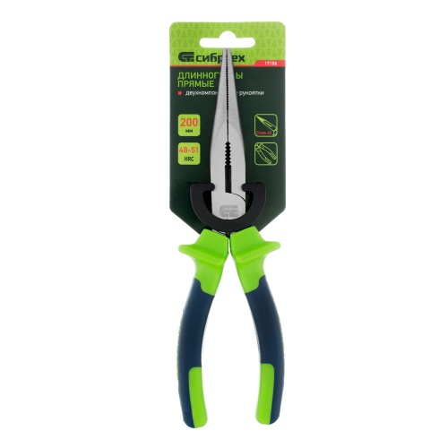 Длинногубцы прямые, 200 мм, двухкомпонентные рукоятки Сибртех фото 6
