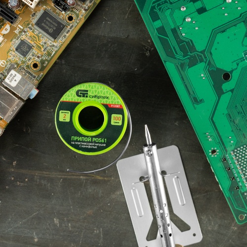 Припой с канифолью, D 2 мм, 100 г, POS61, на пластмассовой катушке Сибртех фото 6