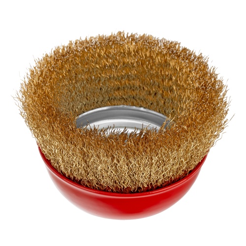 Щетка для УШМ, 100 мм, М14, "чашка", латунированная витая проволока Matrix фото 2