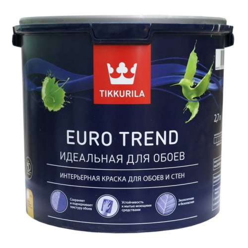 Краска для обоев и стен Tikkurila Euro Trend основа С 2,7 л