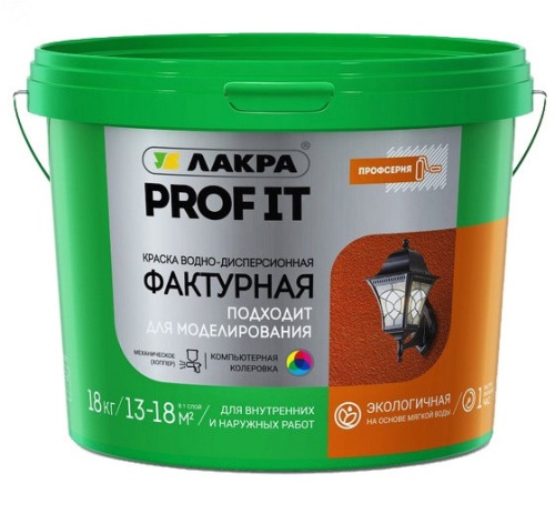Краска водно-дисперсионная фактурная Лакра Prof It белая матовая 18 кг
