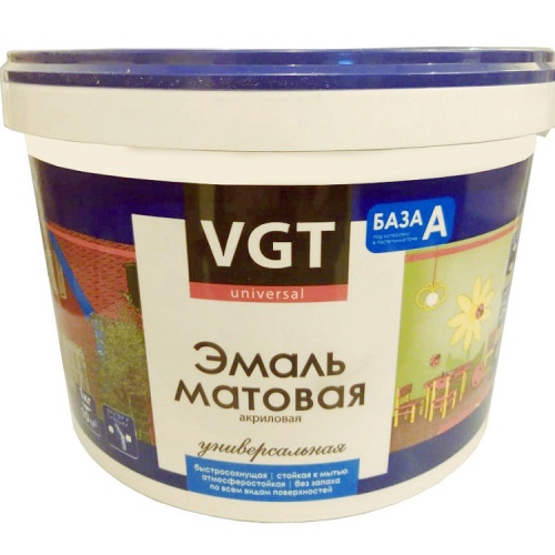 Эмаль универсальная VGT ВД-АК-1179 матовая База А супербелая 15 кг