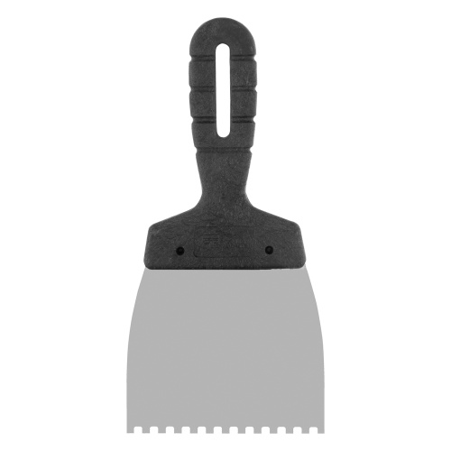 Шпатель из нержавеющей стали, 100 мм, зуб 4 х 4 мм, пластмассовая ручка Сибртех фото 5