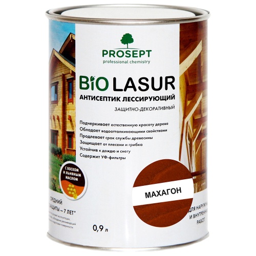 Антисептик лессирующий защитно-декоративный Prosept Bio Lasur 038-09 Махагон 0,9 л