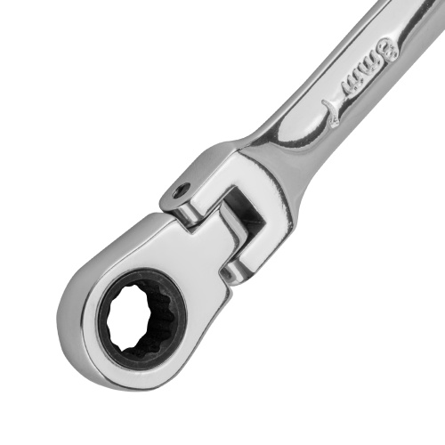 Ключ комбинированный трещоточный, 8 мм, CrV, шарнирный, зеркальный хром Matrix Professional фото 4