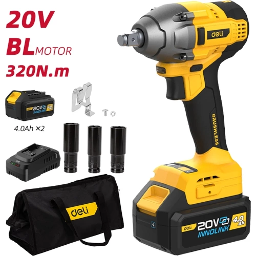 Гайковерт ударный аккумуляторный DELI 320Нм DC230 (2АКБ + ЗУ, 20В х 4Ач, 3000 уд/мин, сумка) 162794 фото 3 Гайковерт ударный аккумуляторный DELI 320Нм DC230 (2АКБ + ЗУ, 20В х 4Ач, 3000 уд/мин, сумка) 162794 фото 3