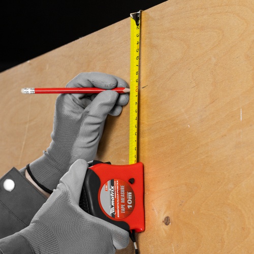 Рулетка Double fixation,10 м х 25 мм,обрезиненный корпус,двойная плавная фиксация Matrix фото 10