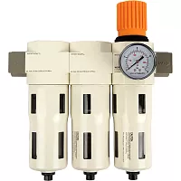 Блок подготовки воздуха WIEDERKRAFT 3/4, 16 бар трехступенчатый с влагоотделителем 25-5-0.3 мкм, автоматический сброс WDK-70760FA