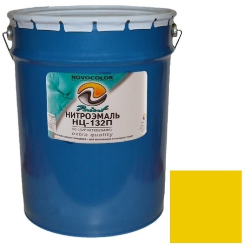 Эмаль Novocolor НЦ-132 ГОСТ глянцевая жёлтая 25 кг