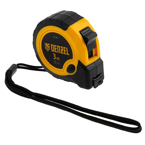 Рулетка 3м х 13мм, двухкомп. корпус, кнопка-пауза Denzel фото 5