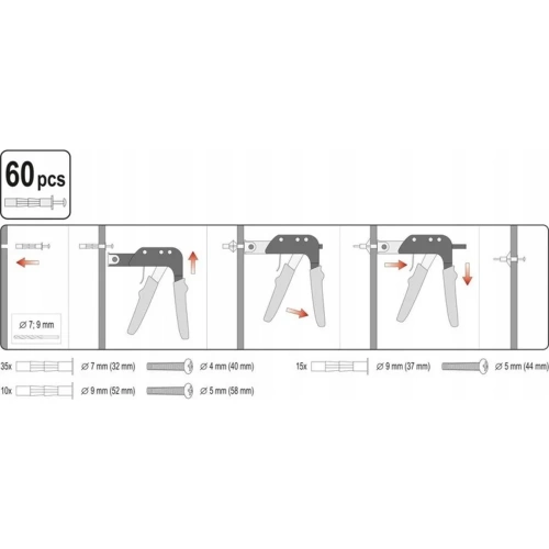 Пистолет для установки дюбелей Молли YATO +60 дюбелей YT-51451 фото 6 Пистолет для установки дюбелей Молли YATO +60 дюбелей YT-51451 фото 6