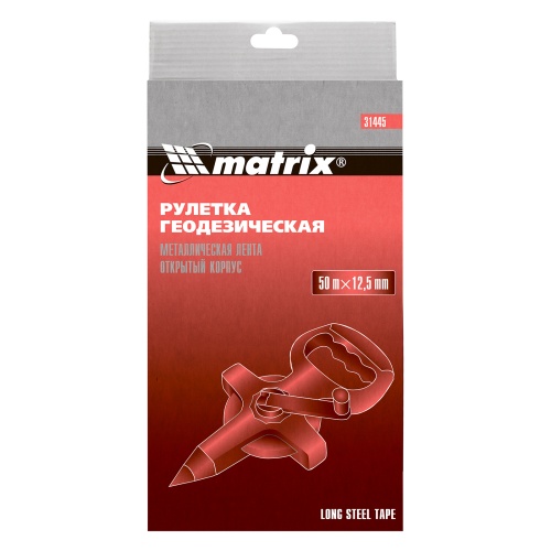 Рулетка геодезическая, 50 м х 12,5 мм, металлическая лента, открытый корпус Matrix фото 7