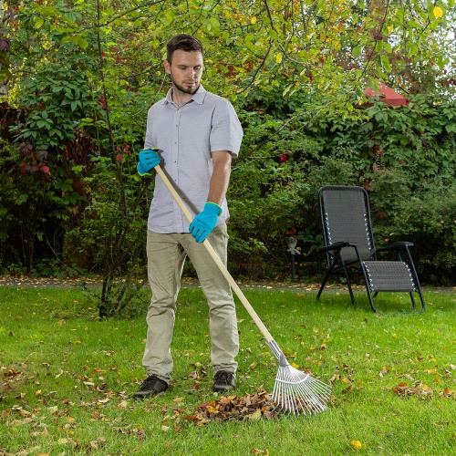 Грабли веерные стальные, 300 - 480 мм, 22 плоских зуба, оцинкованные,раздвижные, без черенка, Palisad фото 6