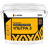 Краска акриловая фасадная Lakom Ультра-3 усиленная моющаяся 25 кг
