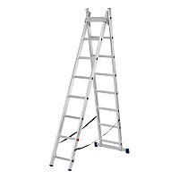 Лестница, 2 х 8 ступеней, алюминиевая, двухсекционная, Сибртех