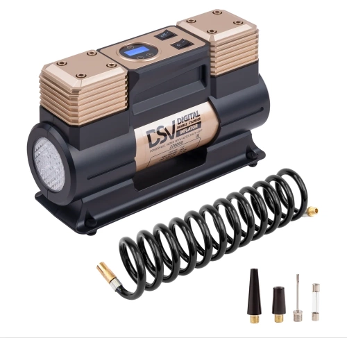 Двухцилиндровый компрессор DSV Smart, с LED фонарем, 75 л/мин 12 В, цифр. манометр 226000