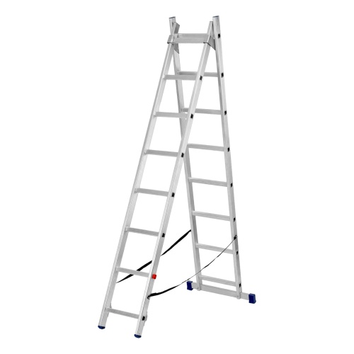Лестница, 2 х 8 ступеней, алюминиевая, двухсекционная, Сибртех Лестница, 2 х 8 ступеней, алюминиевая, двухсекционная, Сибртех