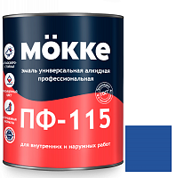 Эмаль алкидная профессиональная Mokke ПФ-115 синяя 5 кг