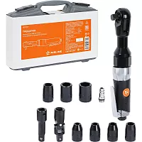 Трещотка пневматическая AIRLINE 1/2" 61Нм с головками 13пр. (9-19мм) кейс ATAZ021