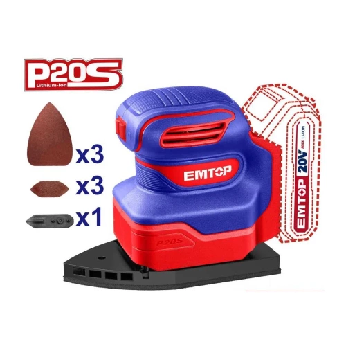 Аккумуляторная вибрационная шлифмашина emtop ELPS2014