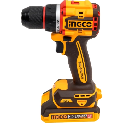 Аккумуляторный шуруповерт INGCO 20B BL 66Hm 2хАКБ и ЗУ кейс SUPER INDUSTRIAL CDLI20668 фото 3