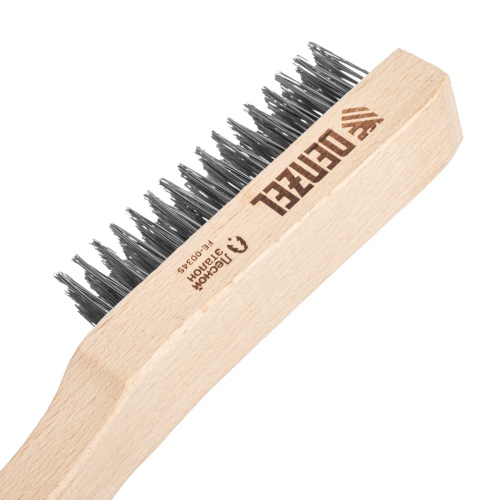 Щетка зачистная 6-и рядная, прямая проволока из нержавеющей стали с деревянной ручкой, EFP// Denzel фото 5