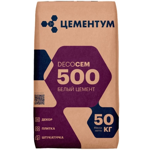 Цемент Цементум DecoCEM ЦЕМ I ПЦБ 1-500 Д0 52,5Н белый 50 кг