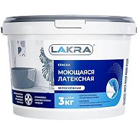Краска моющаяся латексная Лакра белоснежная 3 кг
