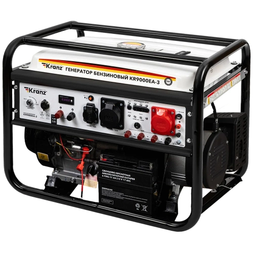 Бензиновый генератор KRANZ KR9000EA-3 9кВт 230В/380В 25л коннектор автоматики электростартер KR-16-1140 Бензиновый генератор KRANZ KR9000EA-3 9кВт 230В/380В 25л коннектор автоматики электростартер KR-16-1140