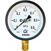 Манометр Росма ТМ-510Р.00 радиальный (0-0.6MPa) G1/2 IP54 1.5, ДК100мм D070-07035