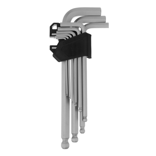 Набор ключей имбусовых, HEX, 2-12 мм, CrV, 9 шт., удлиненные, с шаром Сибртех