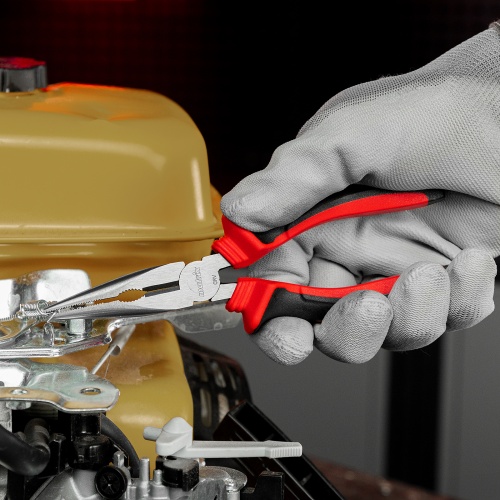 Длинногубцы прямые, 160 мм, хром-ванадий, двухкомпонентные рукоятки Matrix фото 8