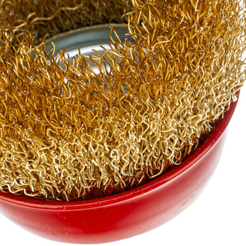 Щетка для УШМ, 65 мм, М14, "чашка", латунированная витая проволока Matrix фото 5