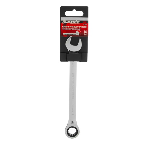 Ключ комбинированный трещоточный, 14 мм, CrV, зеркальный хром Matrix Professional фото 5