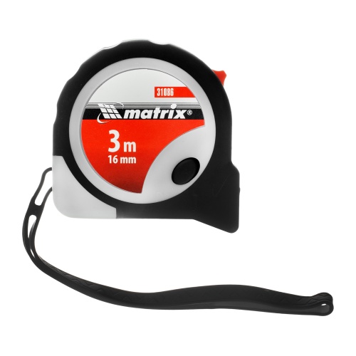 Рулетка Continuous fixation,3 м х 16 мм,двухкомпонентный корпус,плавная фиксация Matrix фото 4