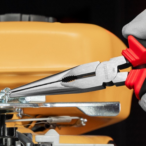 Длинногубцы прямые, 200 мм, хром-ванадий, двухкомпонентные рукоятки Matrix фото 9