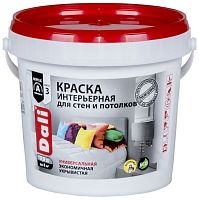 Краска интерьерная для стен и потолков акриловая Dali глубокоматовая база А 0,9 л