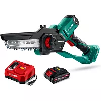 Мини-пила цепная аккумуляторная ЗУБР 20 В, 150 мм шина, 1 АКБ LMS (2 Ач), ПЦБ-2015-21