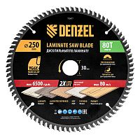 Пильный диск по ламинату ф250 х 30 мм, 80 зубьев Denzel