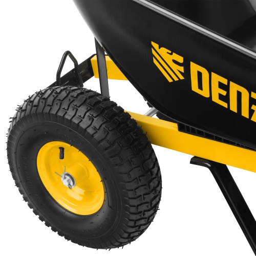 Тачка строительная, усиленная, объем 140 л, 250 кг, двухколесная, колесо 15х6.00-6 Denzel фото 8